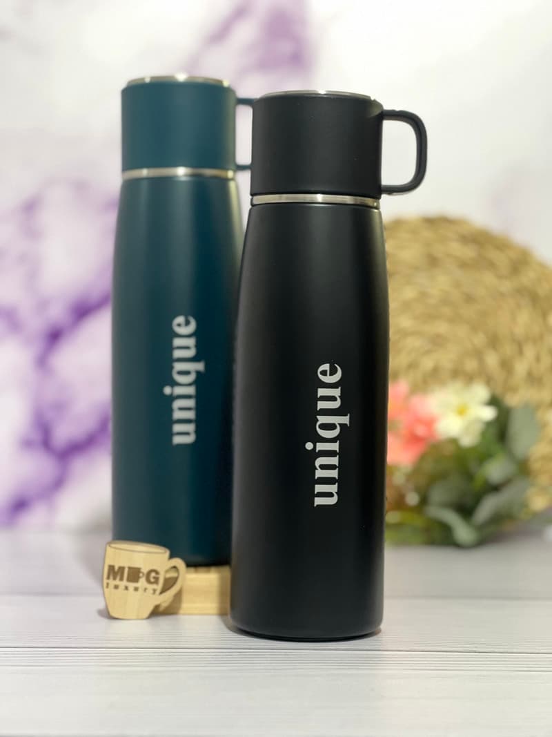 فلاسک UNIQUE اصل لیوان دار 750 میل استیل 316