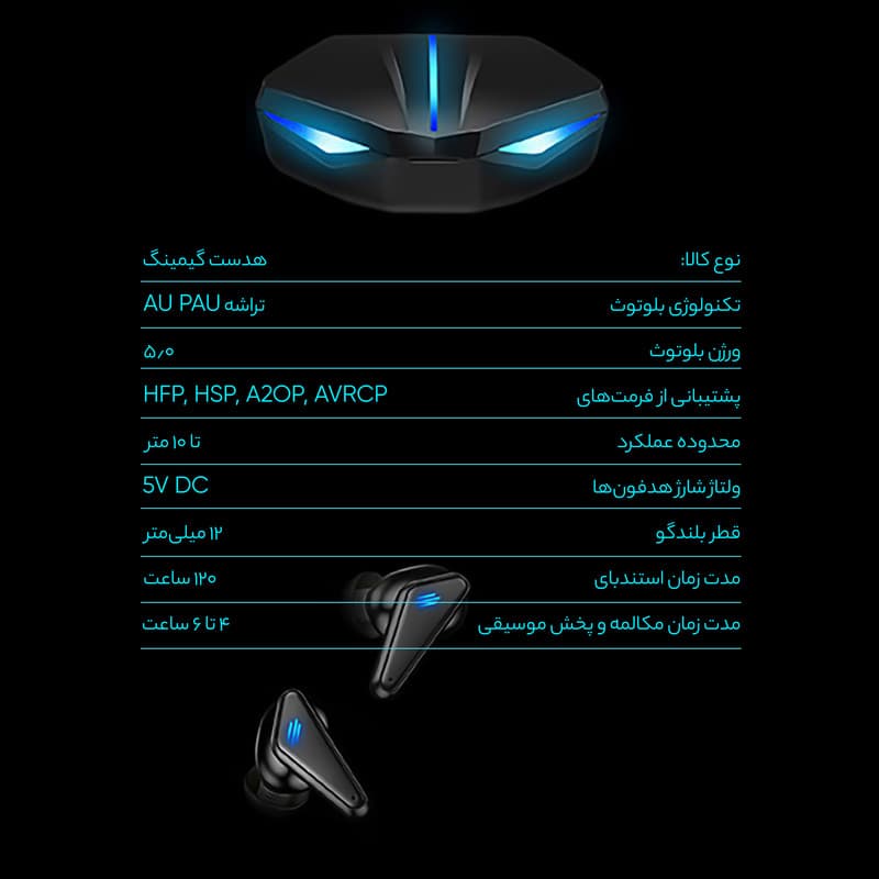هدفون بی سیم K55 مدل گیمینگ با بلوتوث ۵ و ضد آب IPX5 — تصویر ۴