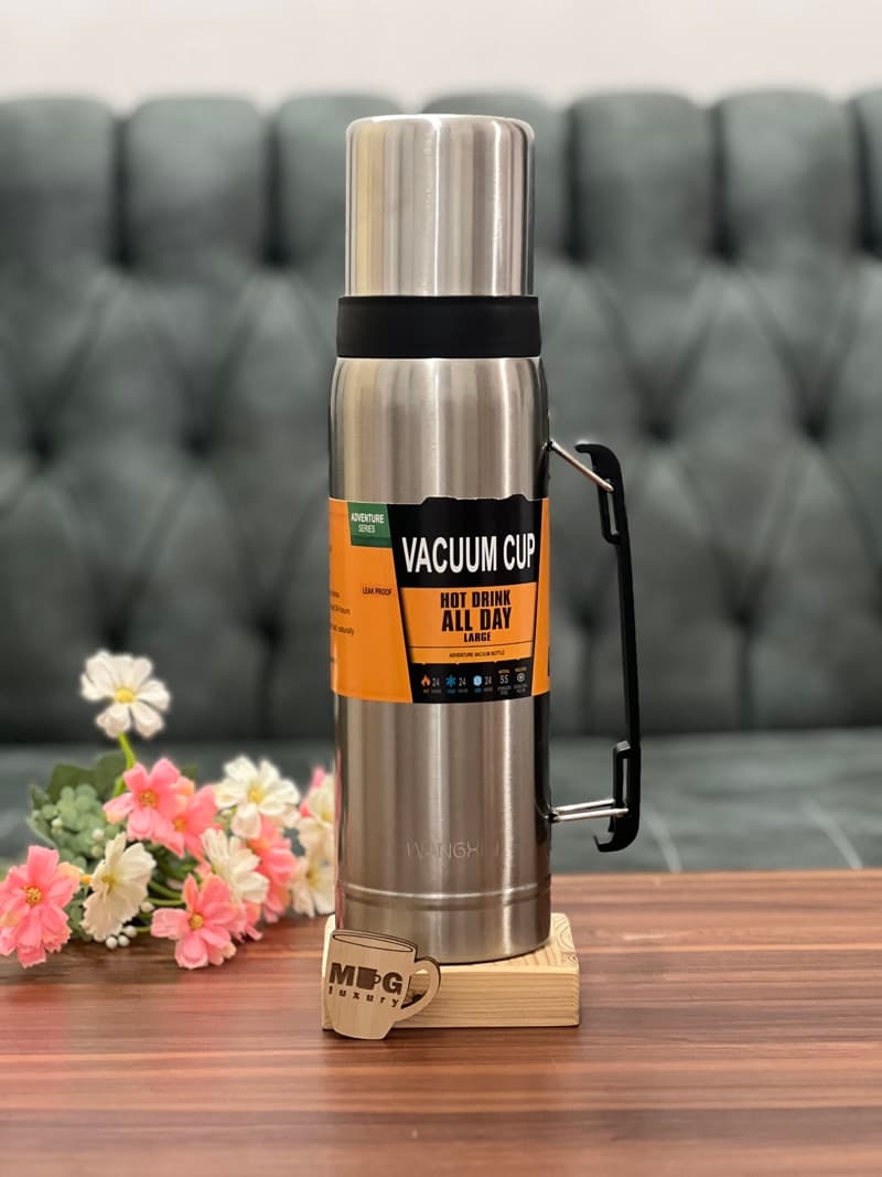 فلاسک دیوانجین VACUUM CUP بغل دسته دار 1000 میل استیل 304 — تصویر ۴