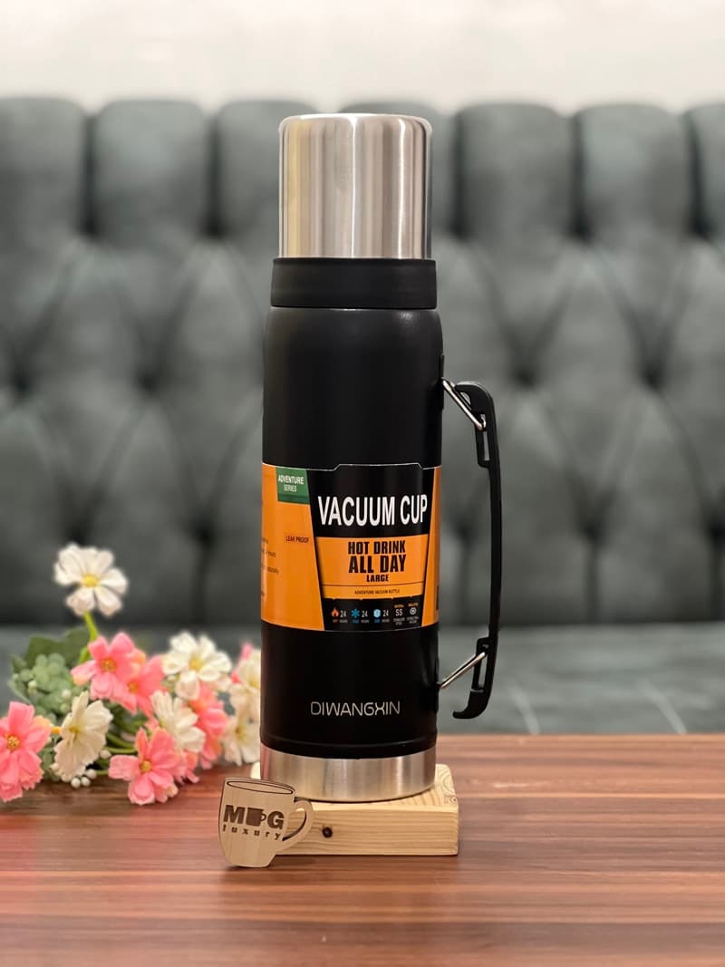 فلاسک دیوانجین VACUUM CUP بغل دسته دار 1000 میل استیل 304 — تصویر ۳