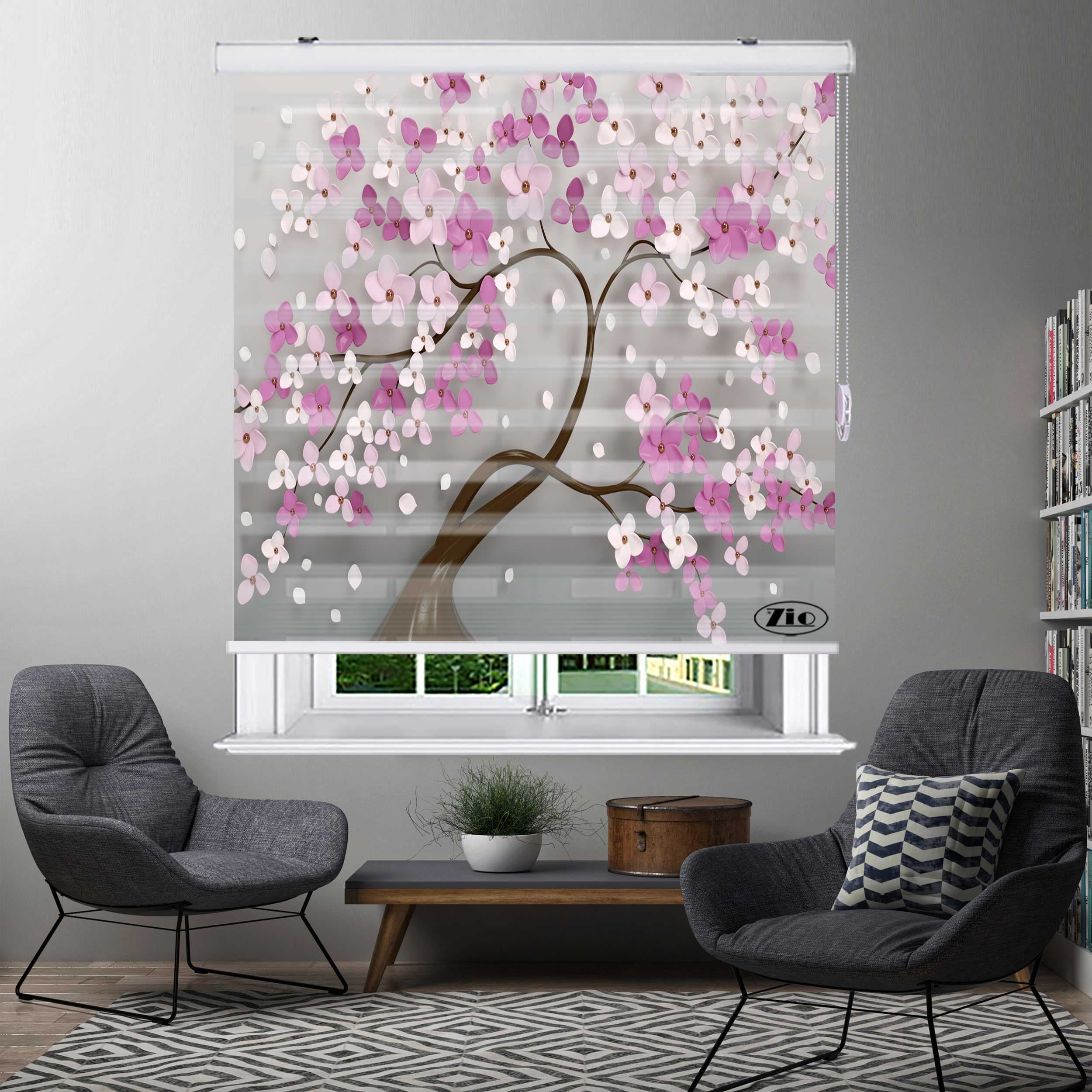 پرده زبرا زیو مدل 3D1349 رنگ بنفش