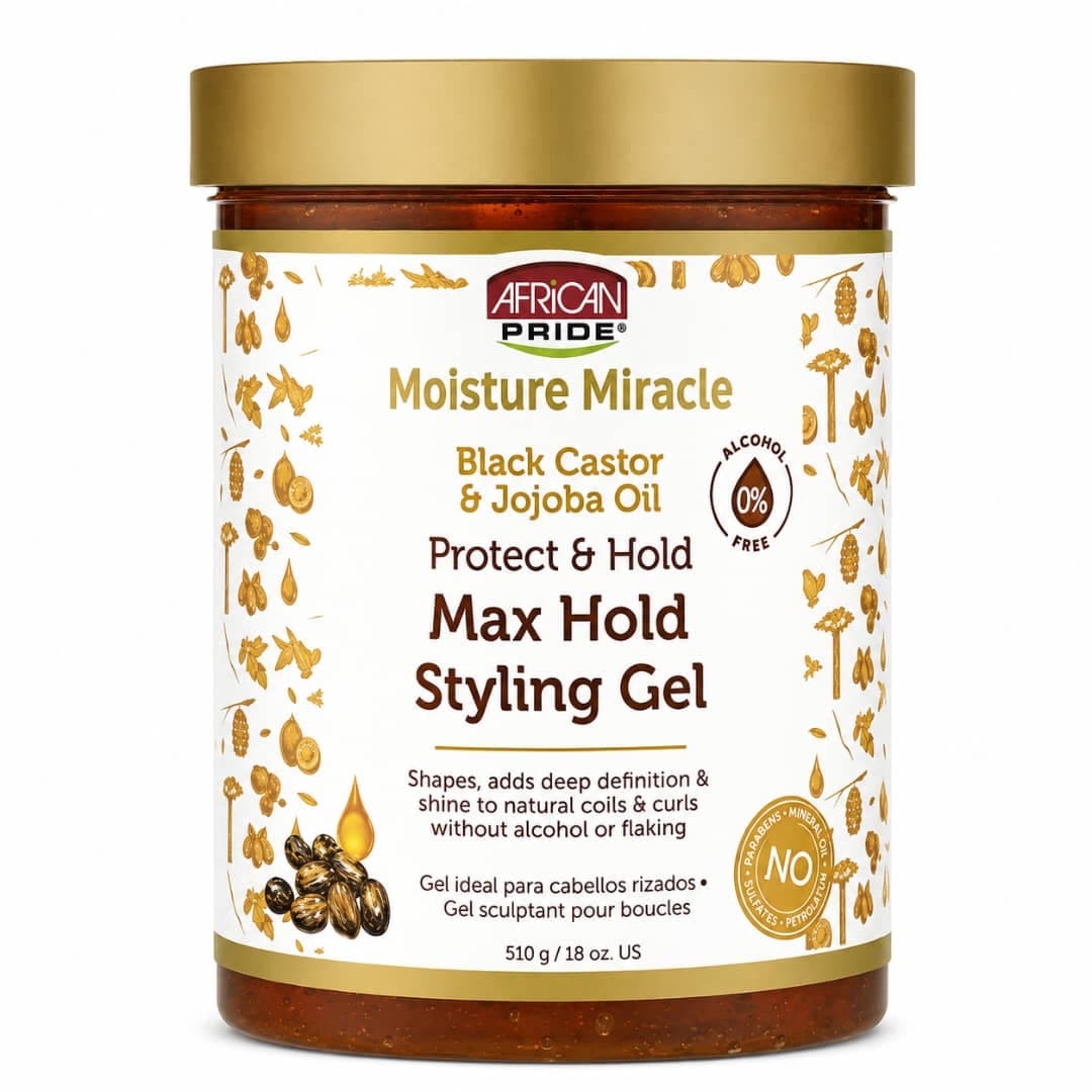 ژل حالت دهنده روغن کرچک سیاه و روغن جوجوبا آفریکن پراید Styling GEL MaxHold Black Castor &Jojoba Oil AFRICAN PRIDE