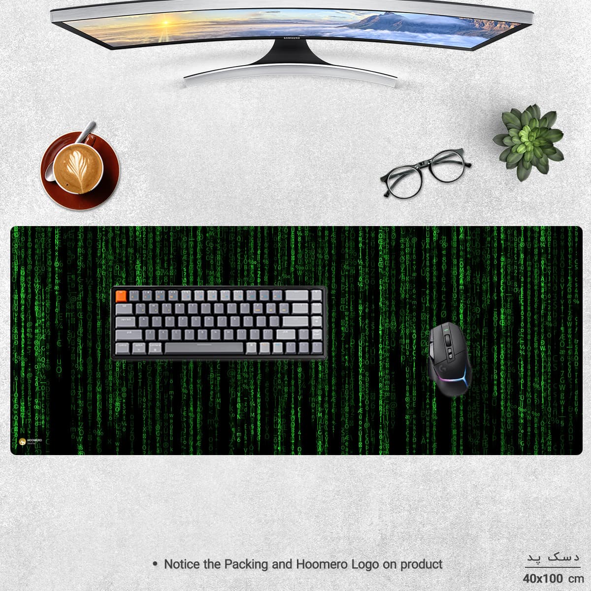 دسک پد هومرو مدل HX024 طرح ماتریکس سایز 40×100 سانتیمتر — تصویر ۳