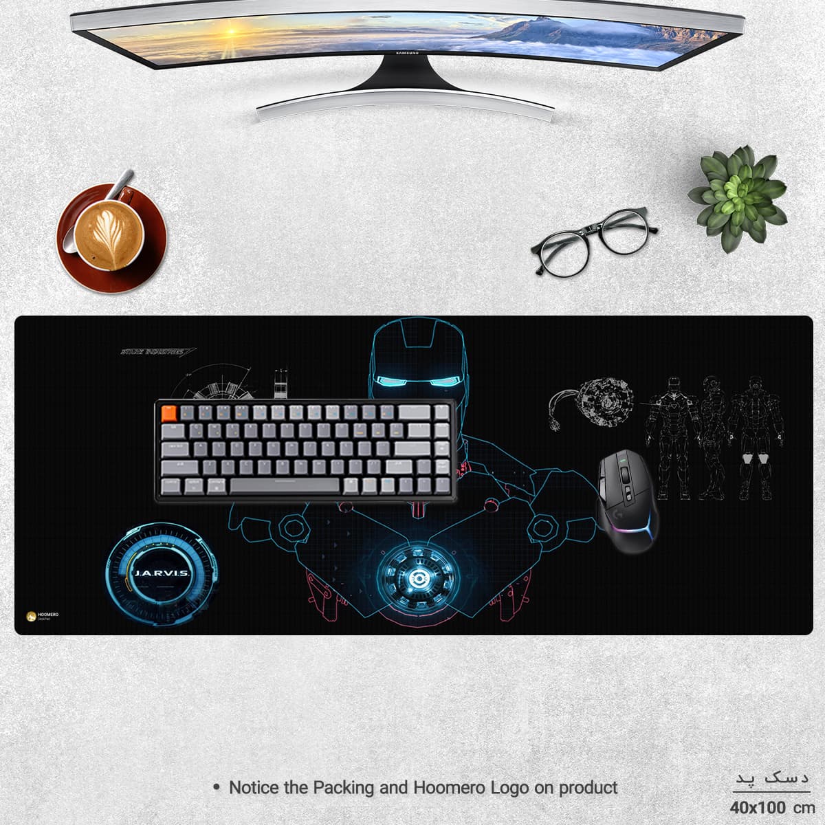 دسک پد هومرو مدل HX036 طرح Iron Man سایز 40×100 سانتی‌متر — تصویر ۲