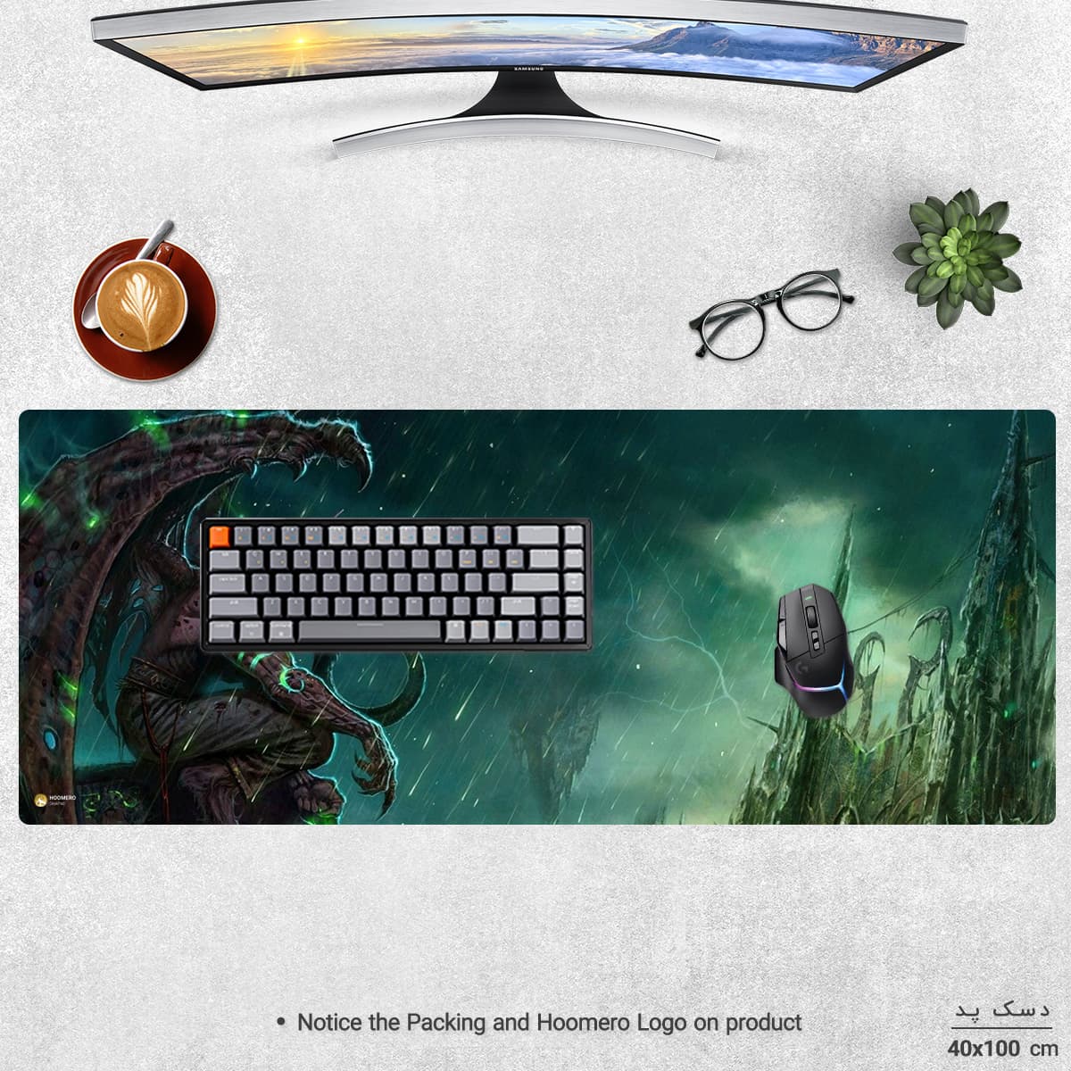 دسک پد هومرو مدل HX043 طرح World of Warcraft سایز 40×100 سانتیمتر — تصویر ۳