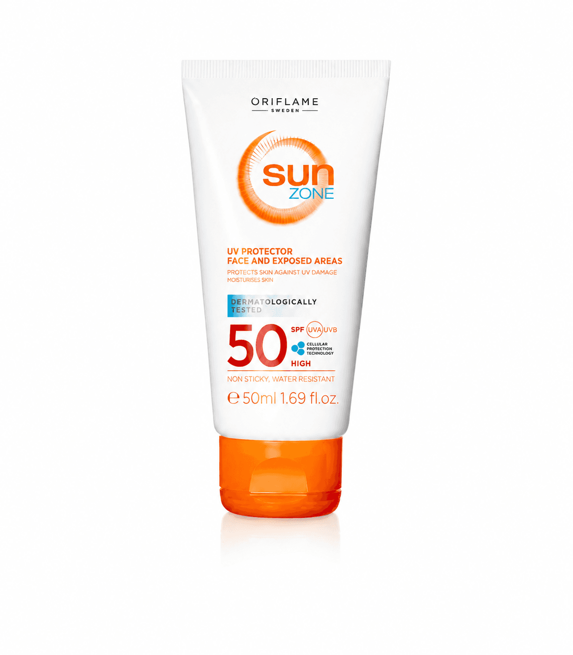 کرم ضد آفتاب صورت سان زون اوریفلیم SPF50 حجم 50 میل | مقاوم در برابر آب
