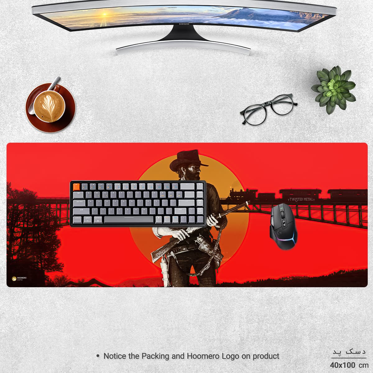 دسک پد هومرو مدل HX177 طرح Red Dead Redemption سایز 40×100 سانتی‌متر — تصویر ۲