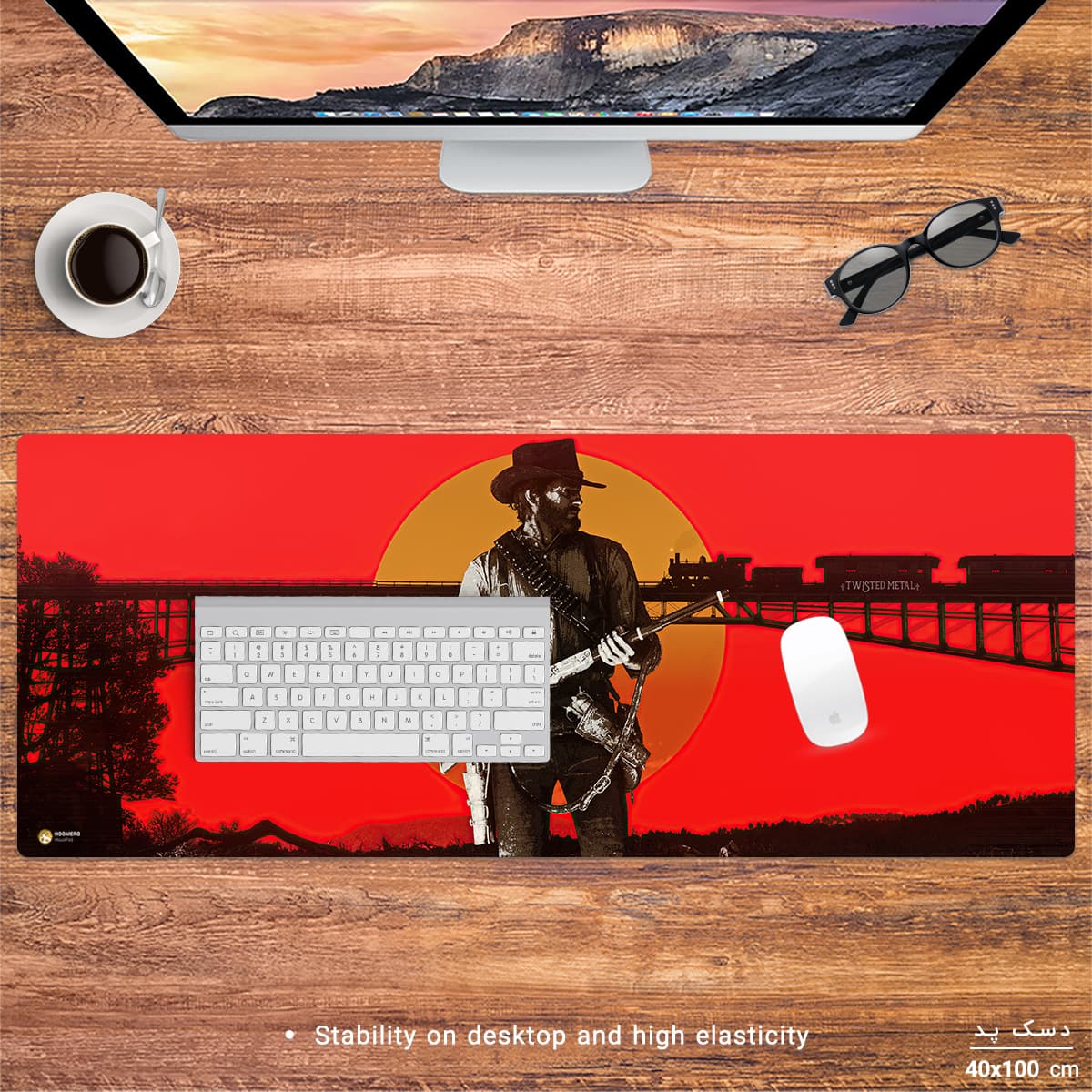 دسک پد هومرو مدل HX177 طرح Red Dead Redemption سایز 40×100 سانتی‌متر — تصویر ۳