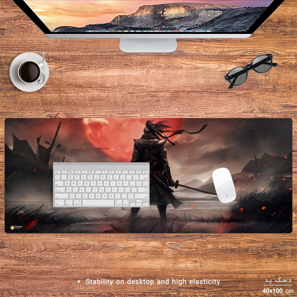 دسک پد هومرو مدل HX180 طرح Ghost of Tsushima سایز 40×100 سانتیمتر — تصویر ۲