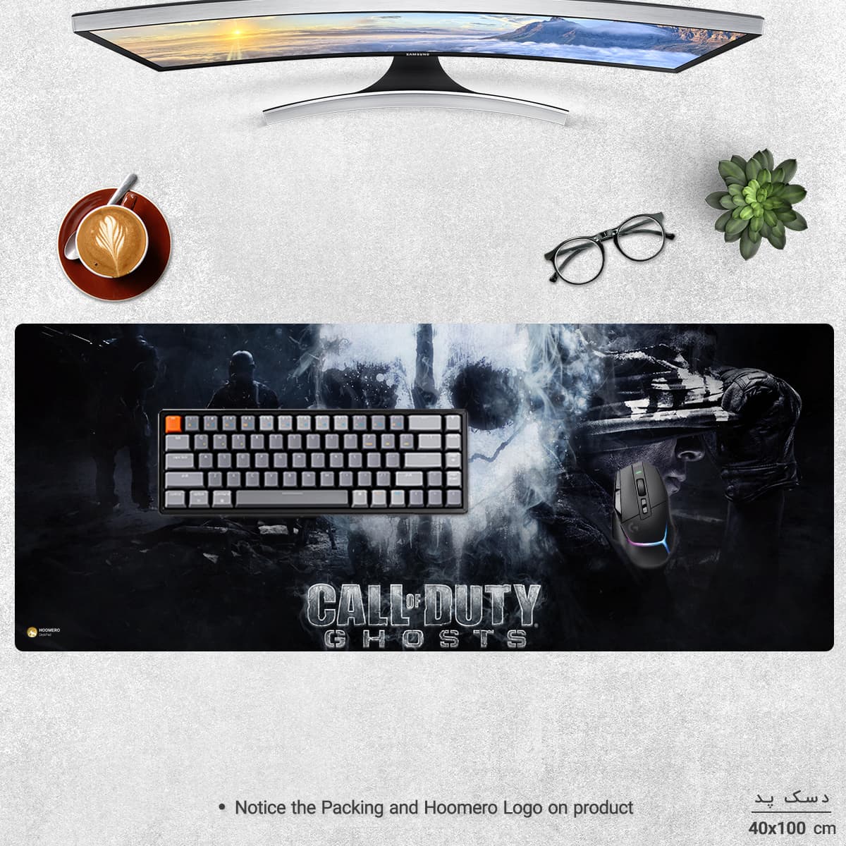 دسک پد هومرو مدل HX246 طرح کالاف دیوتی Call of Duty سایز 40×100 سانتی‌متر — تصویر ۲