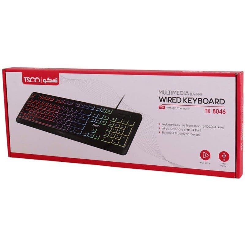 کیبورد تسکو مدل TK8046 با سیم نورپردازی RGB — تصویر ۳