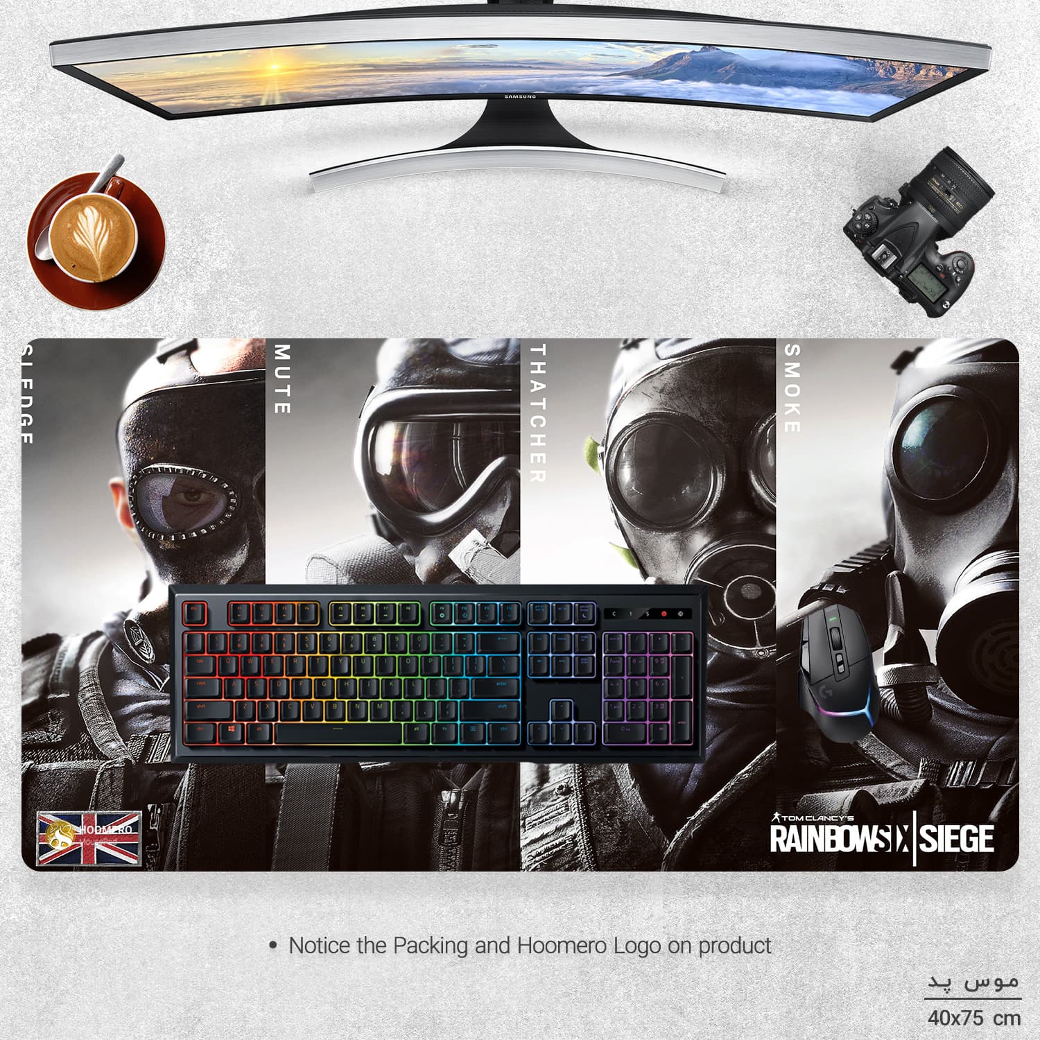 دسک پد هومرو مدل MX1271 طرح Rainbow Six سایز 40×75 سانتیمتر — تصویر ۳