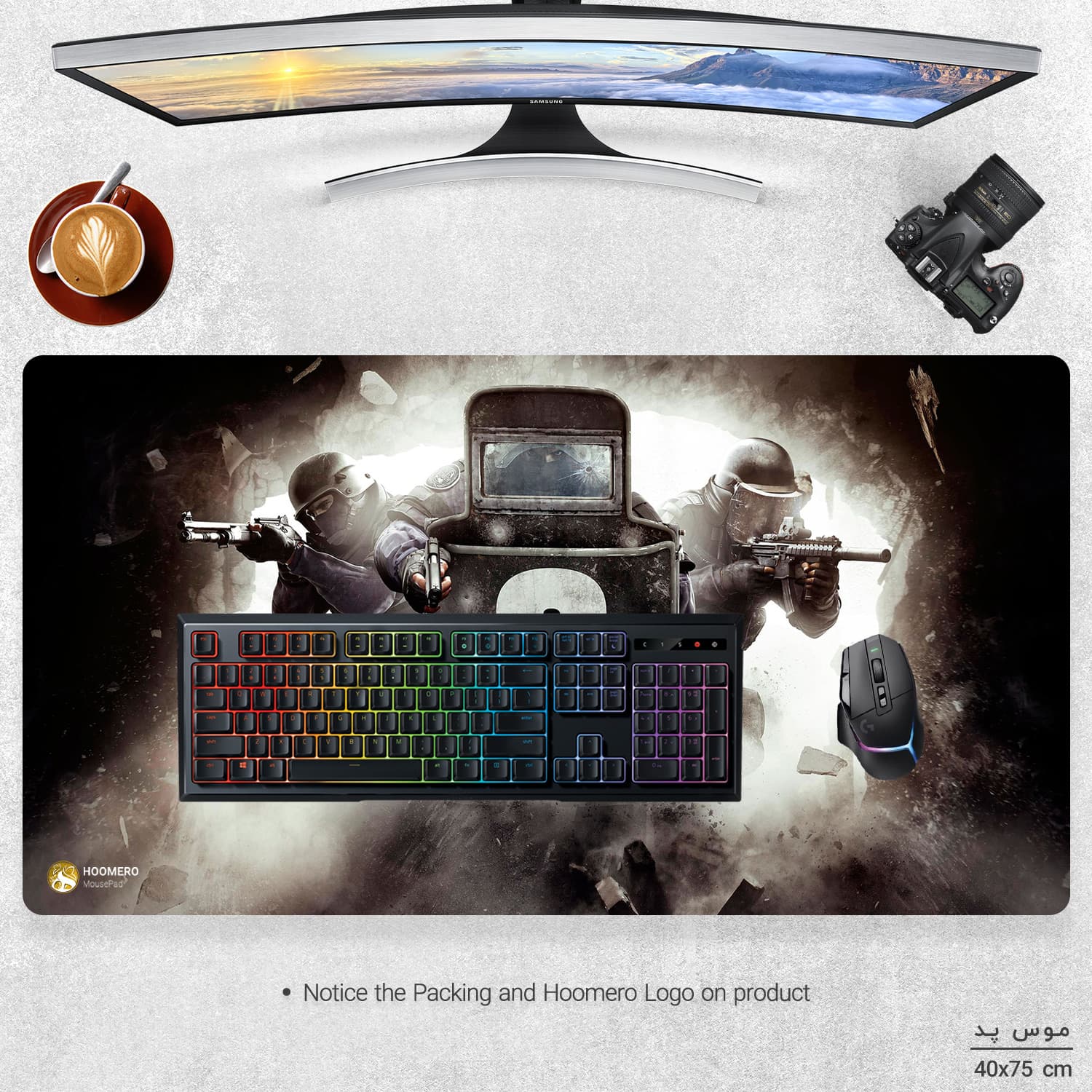 دسک پد هومرو مدل MX1273 طرح Rainbow Six سایز 40×75 سانتی‌متر — تصویر ۳