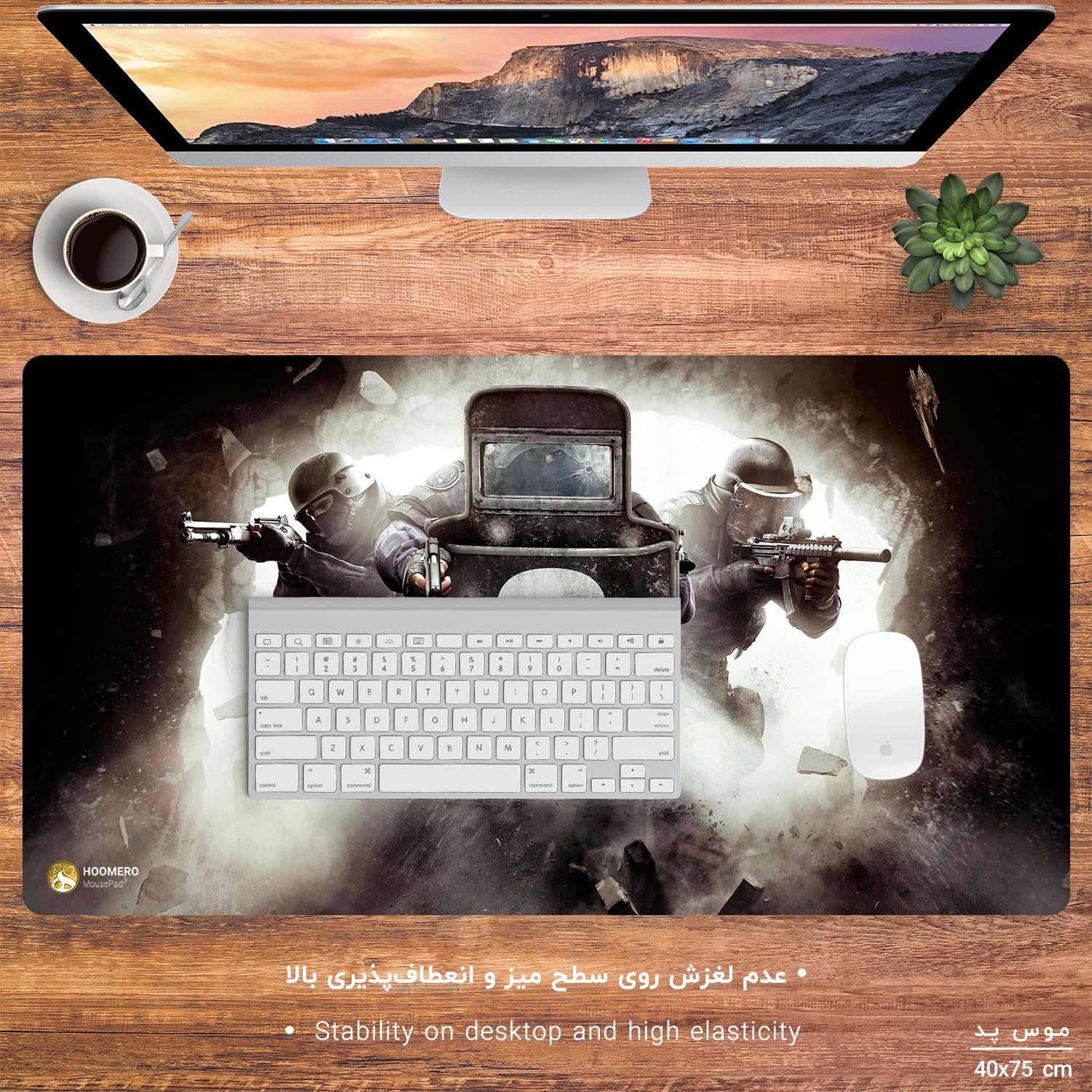 دسک پد هومرو مدل MX1273 طرح Rainbow Six سایز 40×75 سانتی‌متر — تصویر ۲