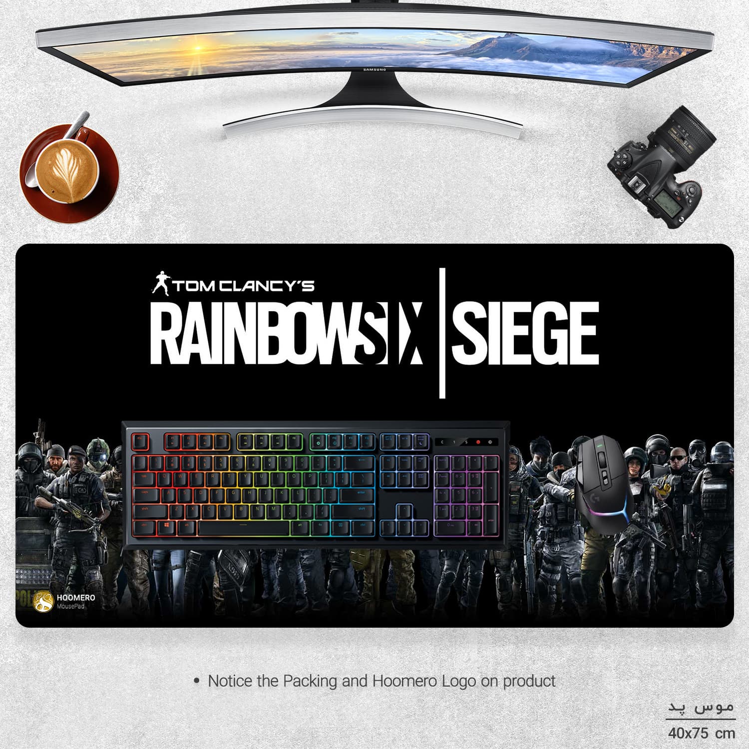دسک پد هومرو مدل MX1274 طرح Rainbow Six سایز 40×75 سانتی‌متر — تصویر ۳
