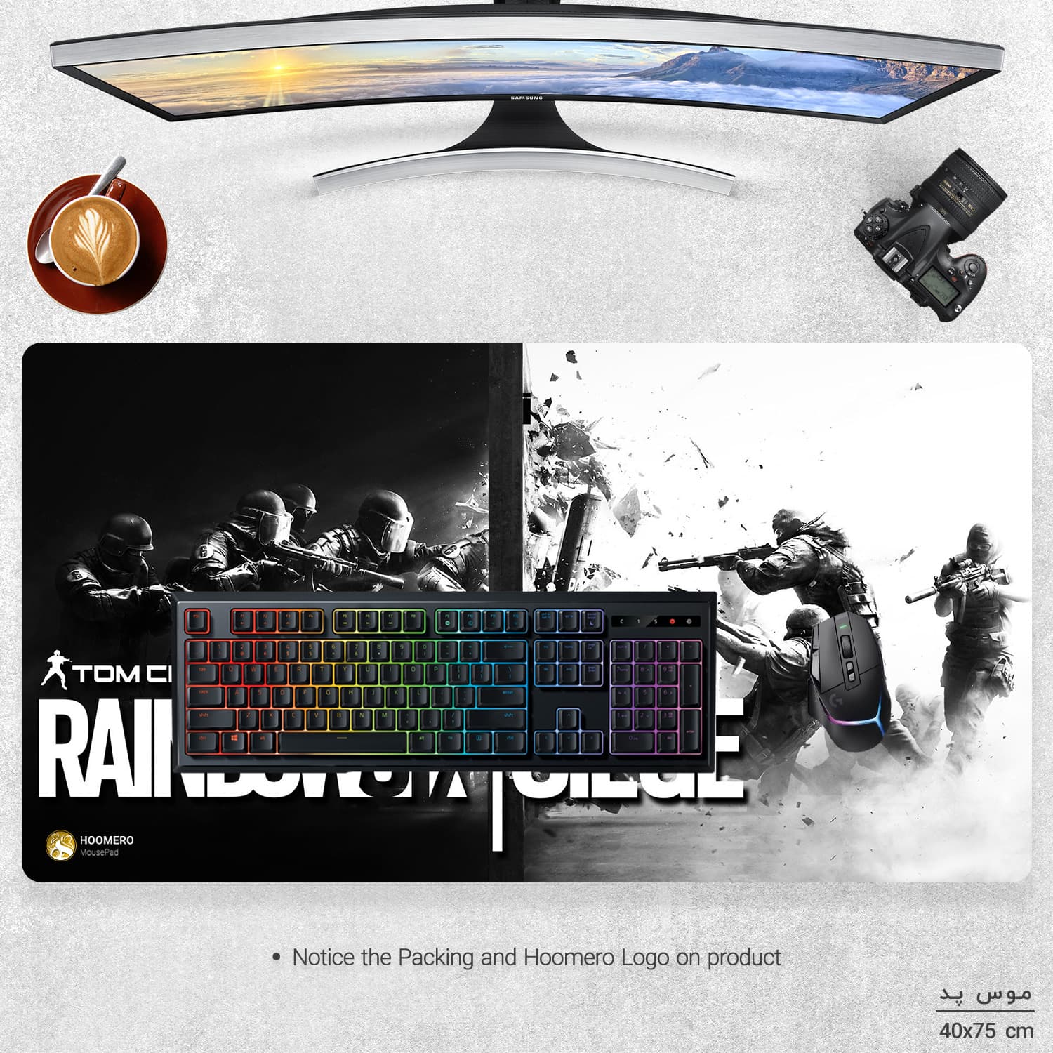 دسک پد هومرو مدل MX1275 طرح Rainbow Six سایز 40×75 سانتی‌متر — تصویر ۳