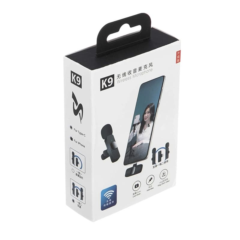 میکروفن یقه ای بی سیم مدل K9 Type-C با تبدیل Lightning (تک میکروفون) — تصویر ۶