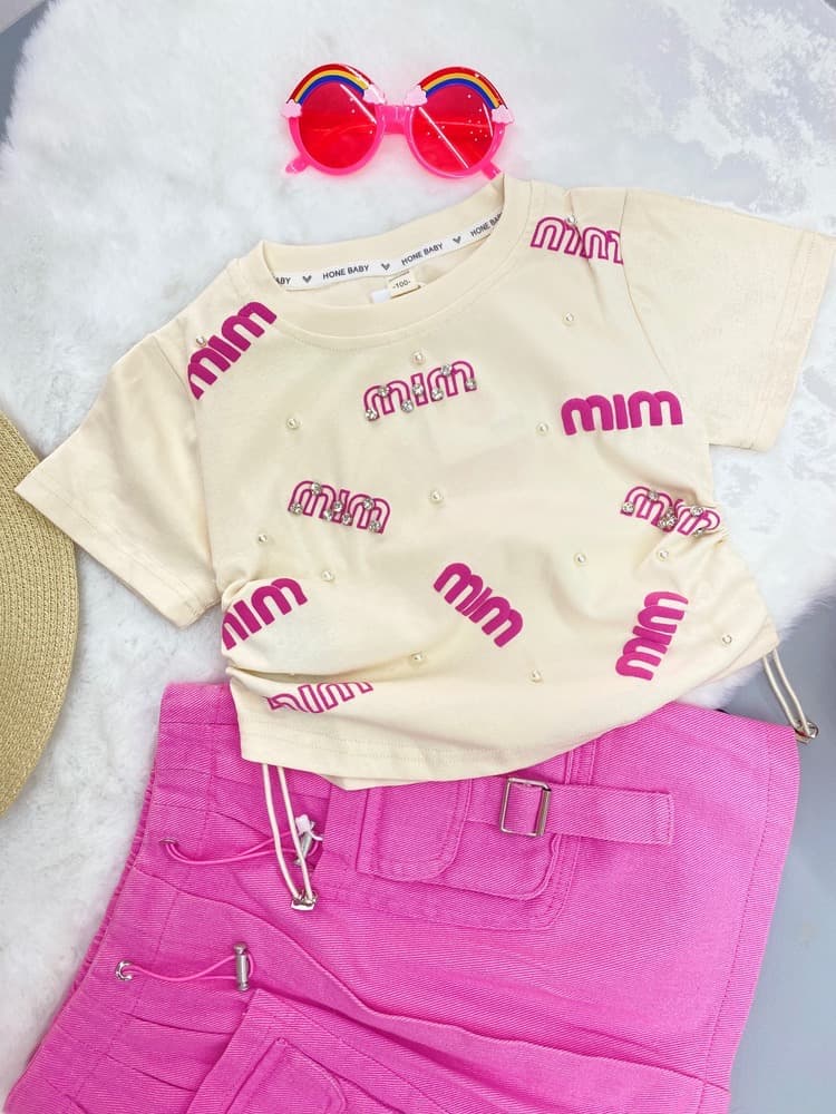 تیشرت فونت MIU MIU صورتی — تصویر ۵