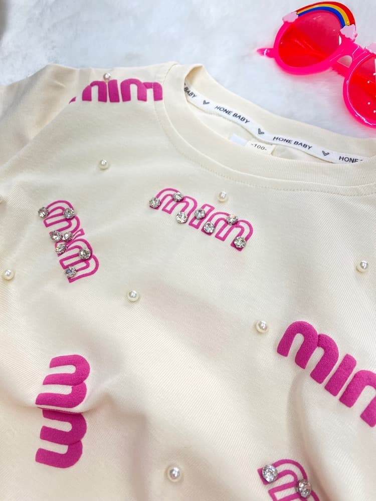تیشرت فونت MIU MIU صورتی — تصویر ۲