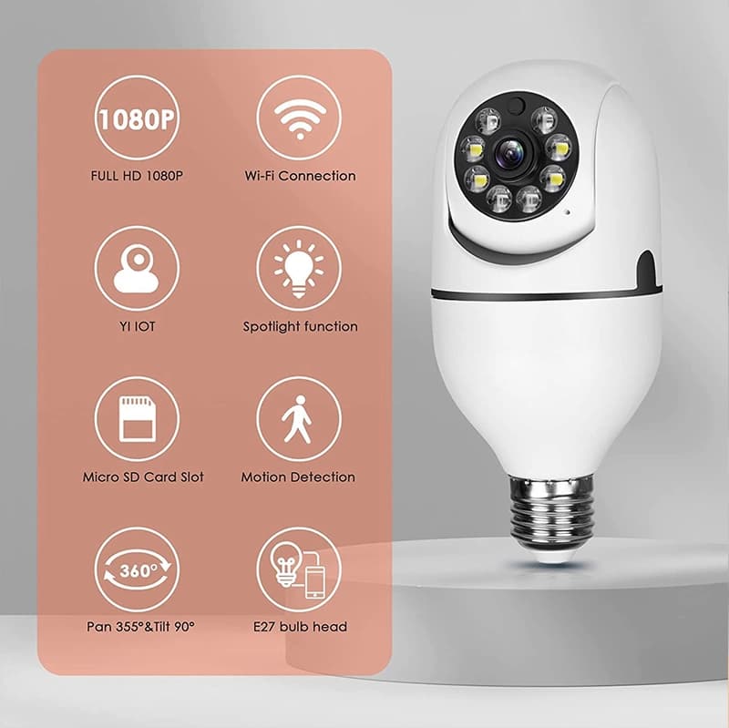 دوربین لامپی چرخشی مدل v380 – نرم افزار FtyCam (اصل) — تصویر ۶