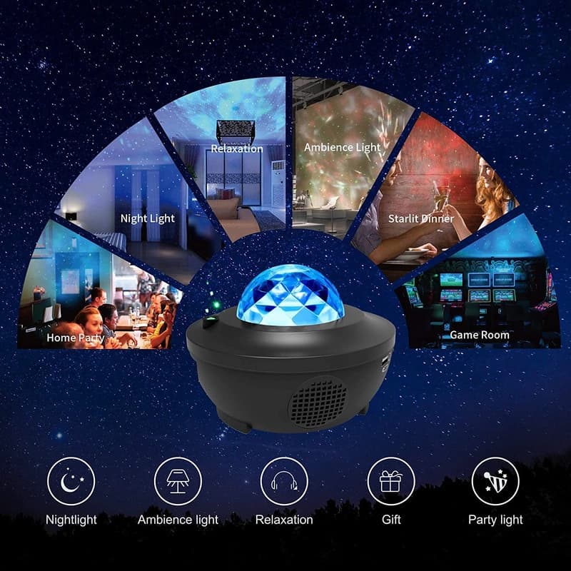 پروژکتور رقص نور کهکشانی و اسپیکر مدل Starry Projector — تصویر ۶