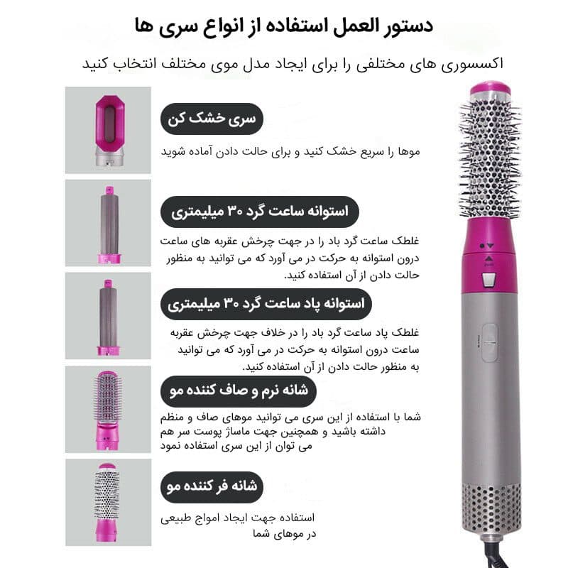 سشوار برس دار حالت دهنده ایر استایلر مدل TP-5+1 — تصویر ۹