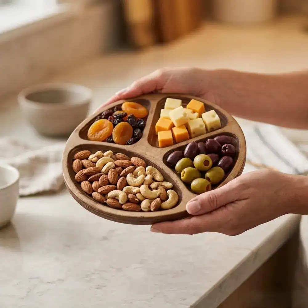 اردوخوری سرو چوبی مدل دایره چهارخانه رزیک وود