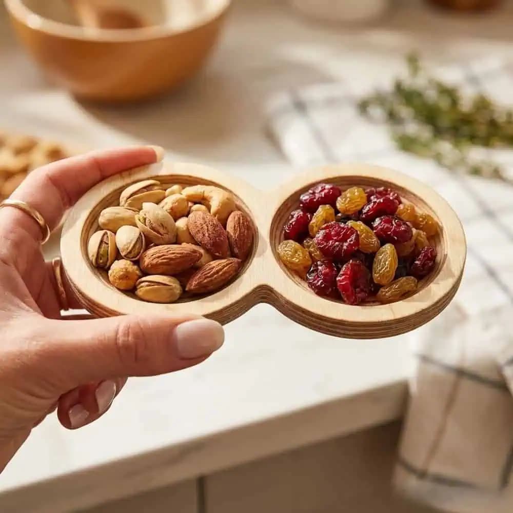 اردوخوری سرو چوبی مدل دایره دوخانه رزیک وود — تصویر ۲