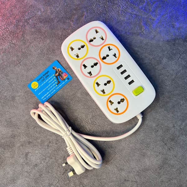چندراهی برق ۱۰ خروجی USB دار حرفه‌ای — تصویر ۲