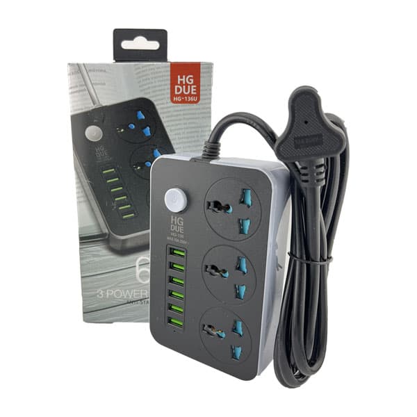 چند راهی برق USB دار HGDUE مدل HG-136U