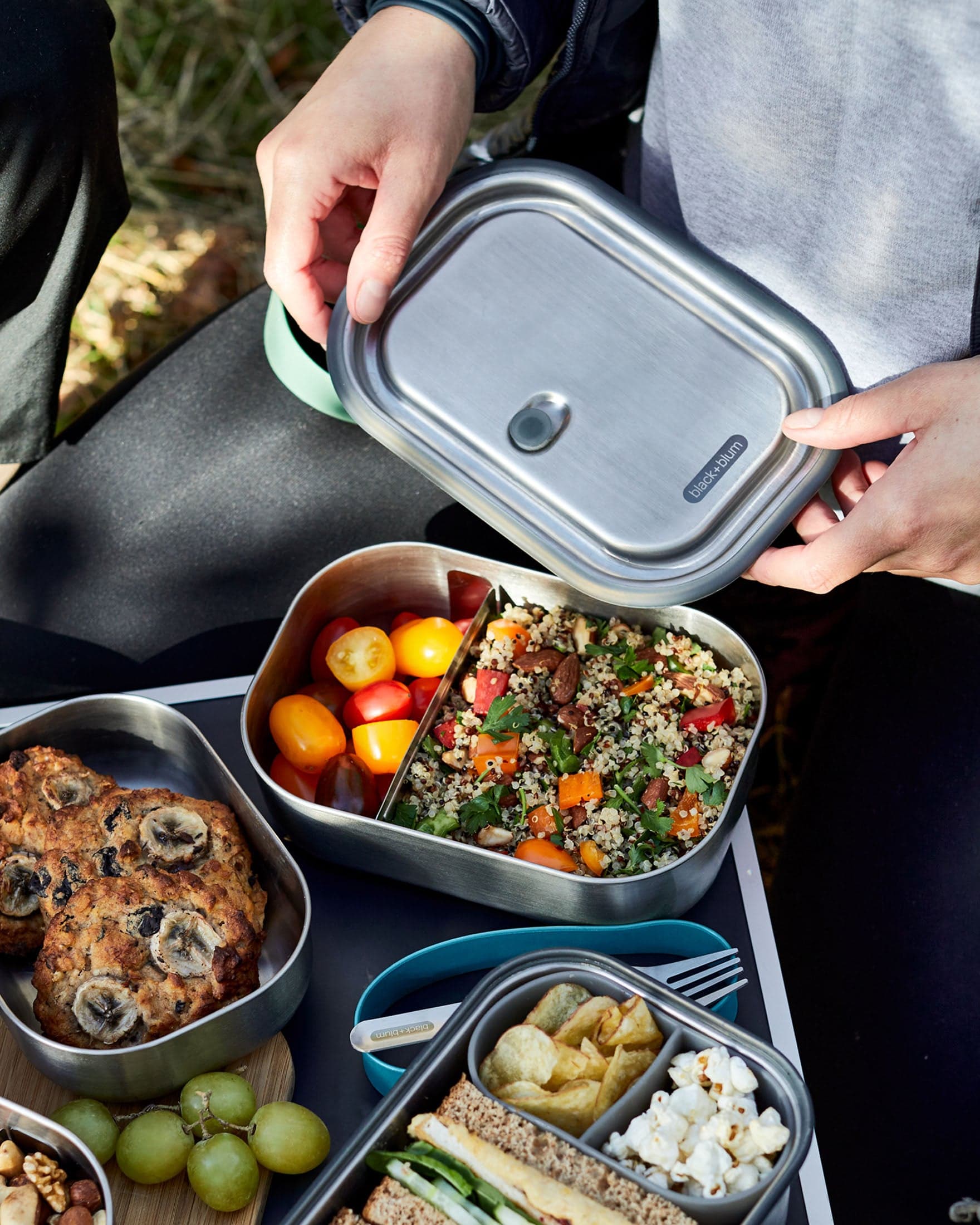 ظرف غذای استیل ضد زنگ سایز بزرگ | Stainless Steel Lunch Box Large 1L – Ocean — تصویر ۲