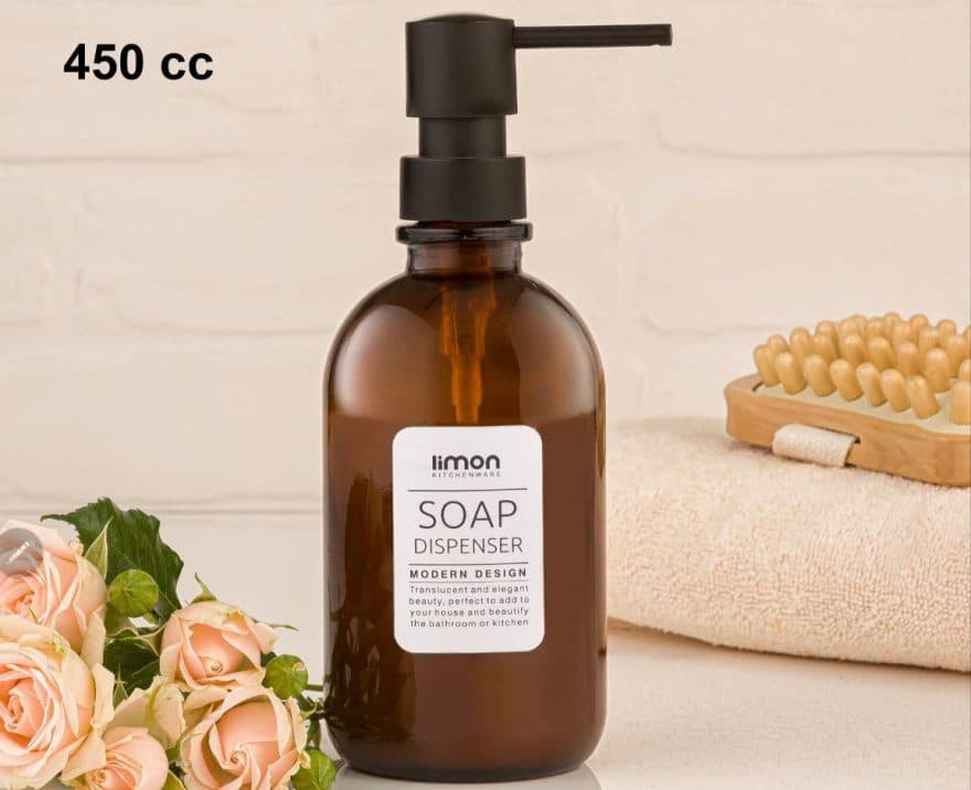 جا مایعی شیشه ای گرد 450 میل لیمون