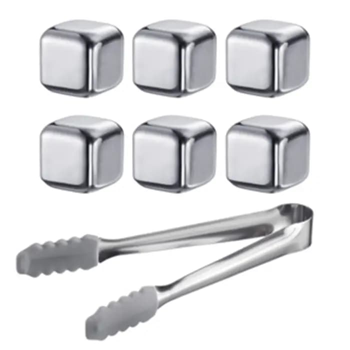 Ice cubes with tongs, set 7-pcs – Cosmo | یخ استیل به‌همراه انبر وست مارک