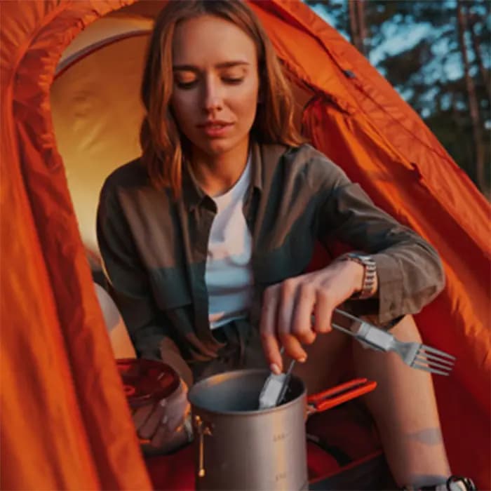Camping cutlery, foldable, set 3 pcs »Campino« | ست قاشق، چنگال و چاقوی کمپینگ وست مارک — تصویر ۴