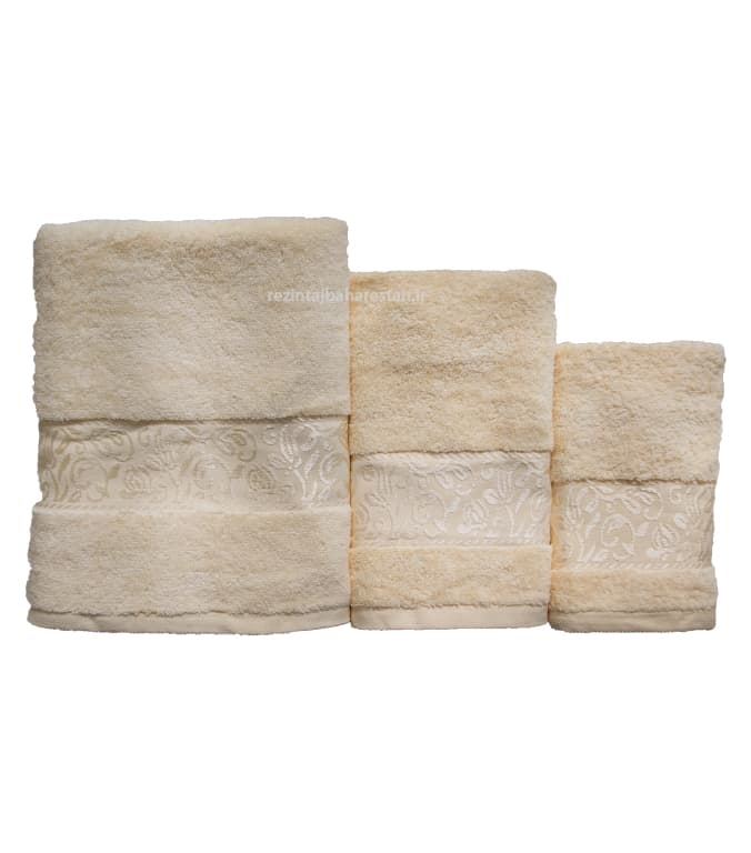 حوله دستی و استخری ترمه رنگ کرم