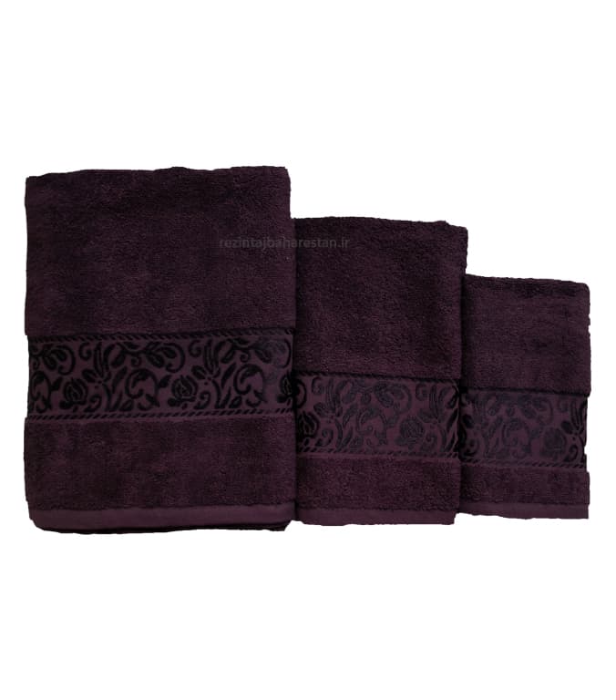 حوله دستی و استخری ترمه رنگ بادمجانی