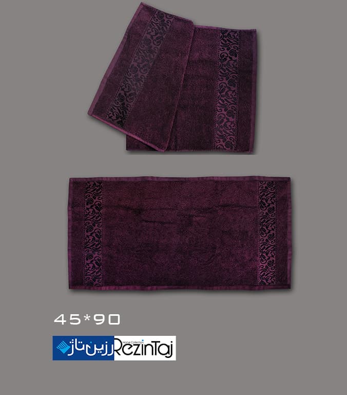 حوله دستی و استخری ترمه رنگ بادمجانی — تصویر ۲