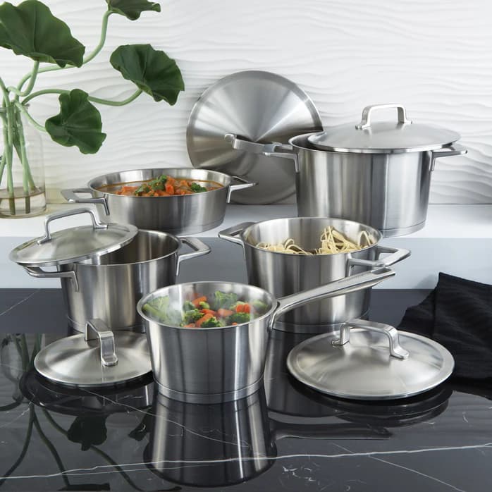 سرویس قابلمه متا برگهف | BergHOFF DiNA Meta 10pc Recycled 18/10 Stainless Steel Cookware Set — تصویر ۲