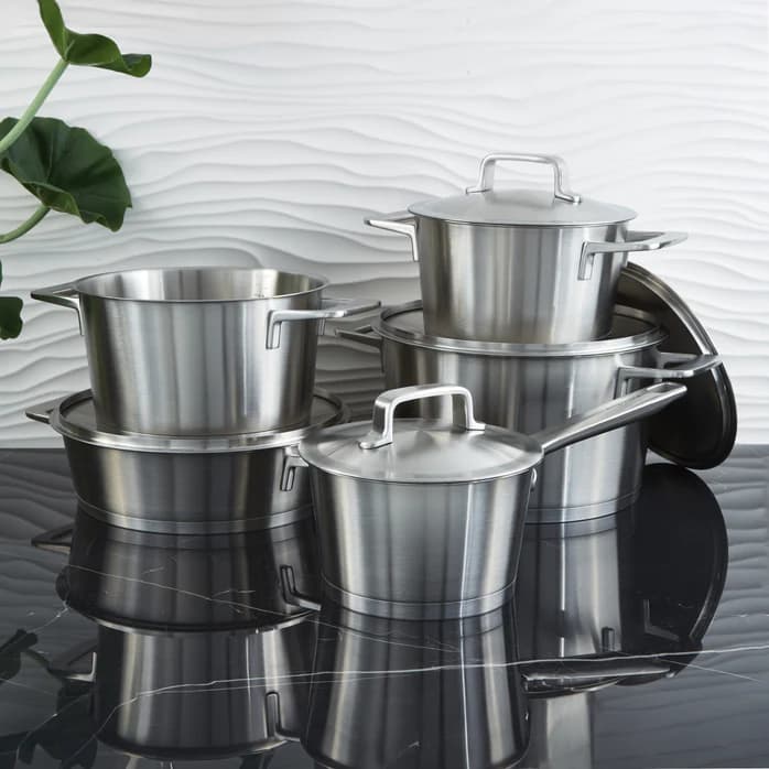 سرویس قابلمه متا برگهف | BergHOFF DiNA Meta 10pc Recycled 18/10 Stainless Steel Cookware Set — تصویر ۵