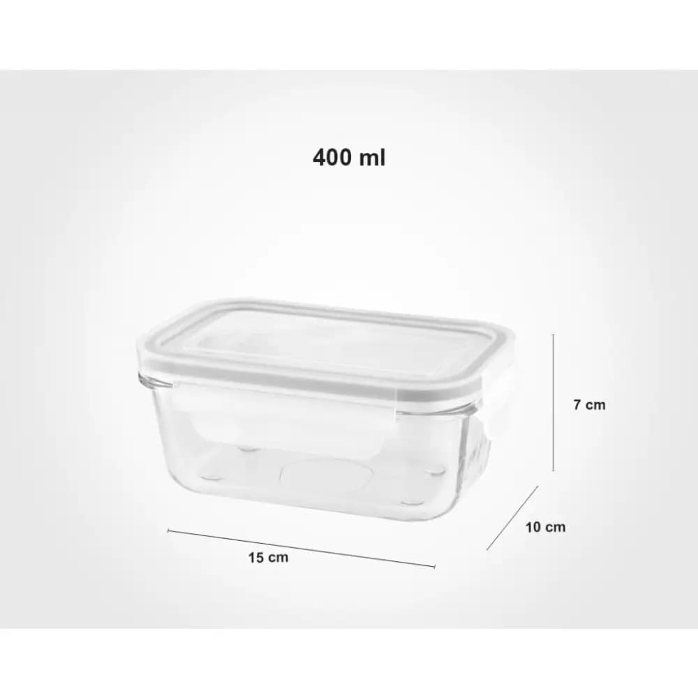 ظرف شیشه ای مستطیل 400 میل لیمون — تصویر ۲