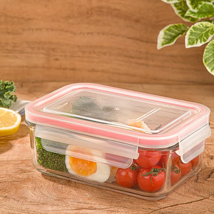 ظرف شیشه ای مستطیل 850 میل لیمون