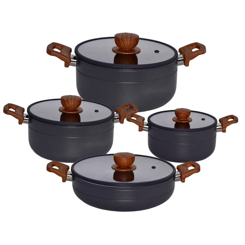 سرویس قابلمه 8 پارچه دیاموند طوسی چوبی یونیک کد UN-8190