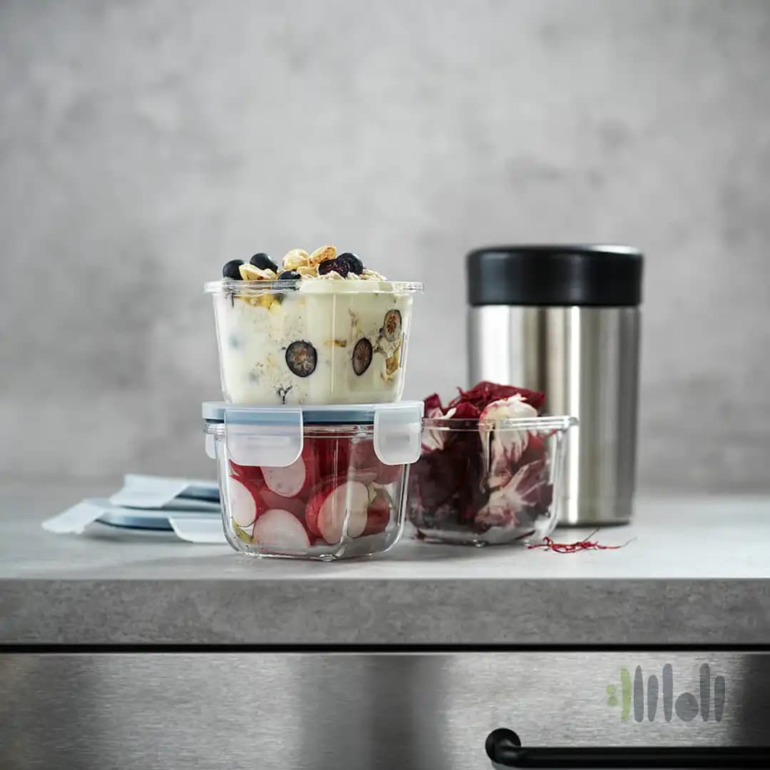 ظرف نگهدارنده غذا شیشه ای ست 3 عددی ایکیا IKEA 365 — تصویر ۶
