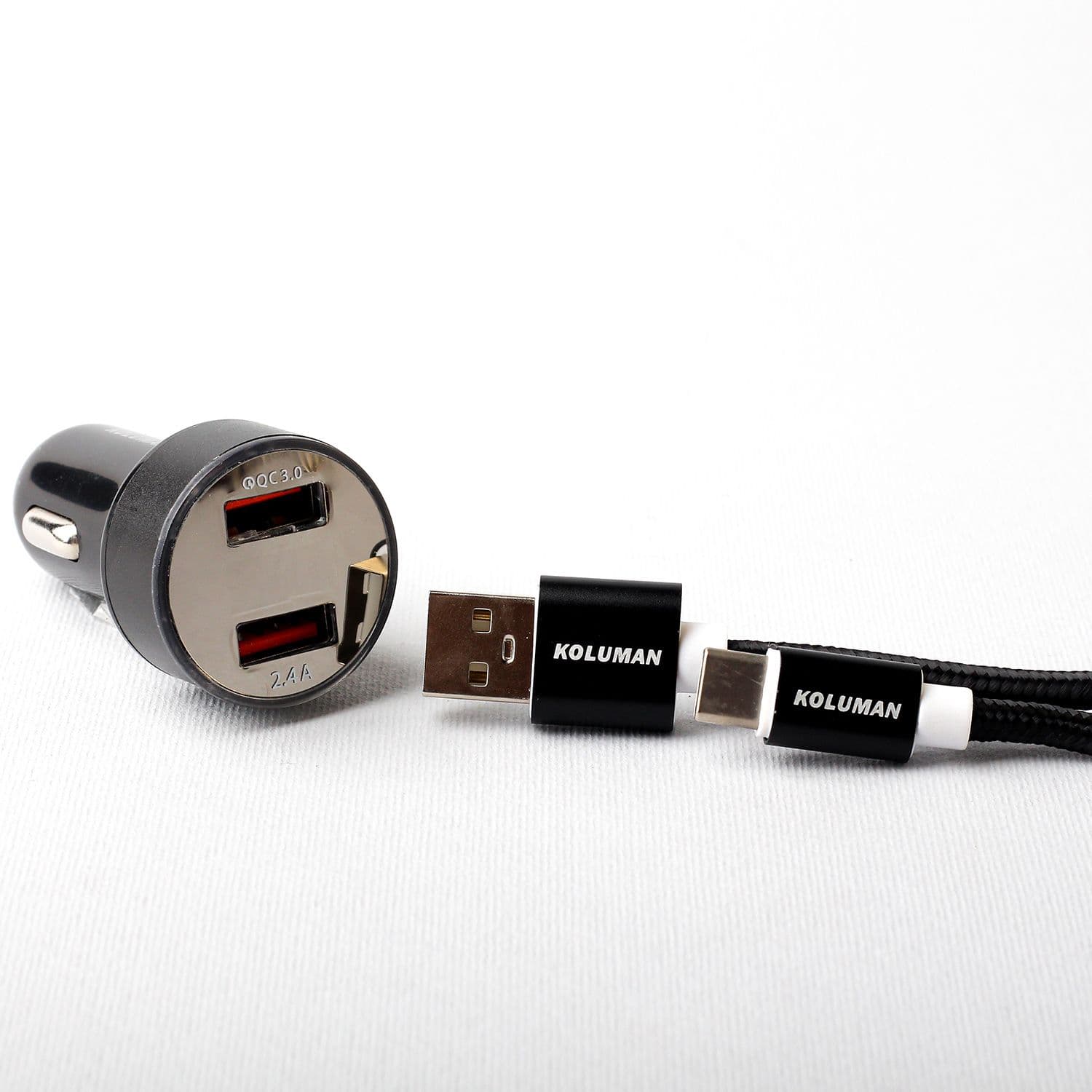 شارژر فندکی کلومن مدل KC – C06 همراه کابل USB – C مشکی گارانتی 12 ماهه تکنوپاز — تصویر ۲