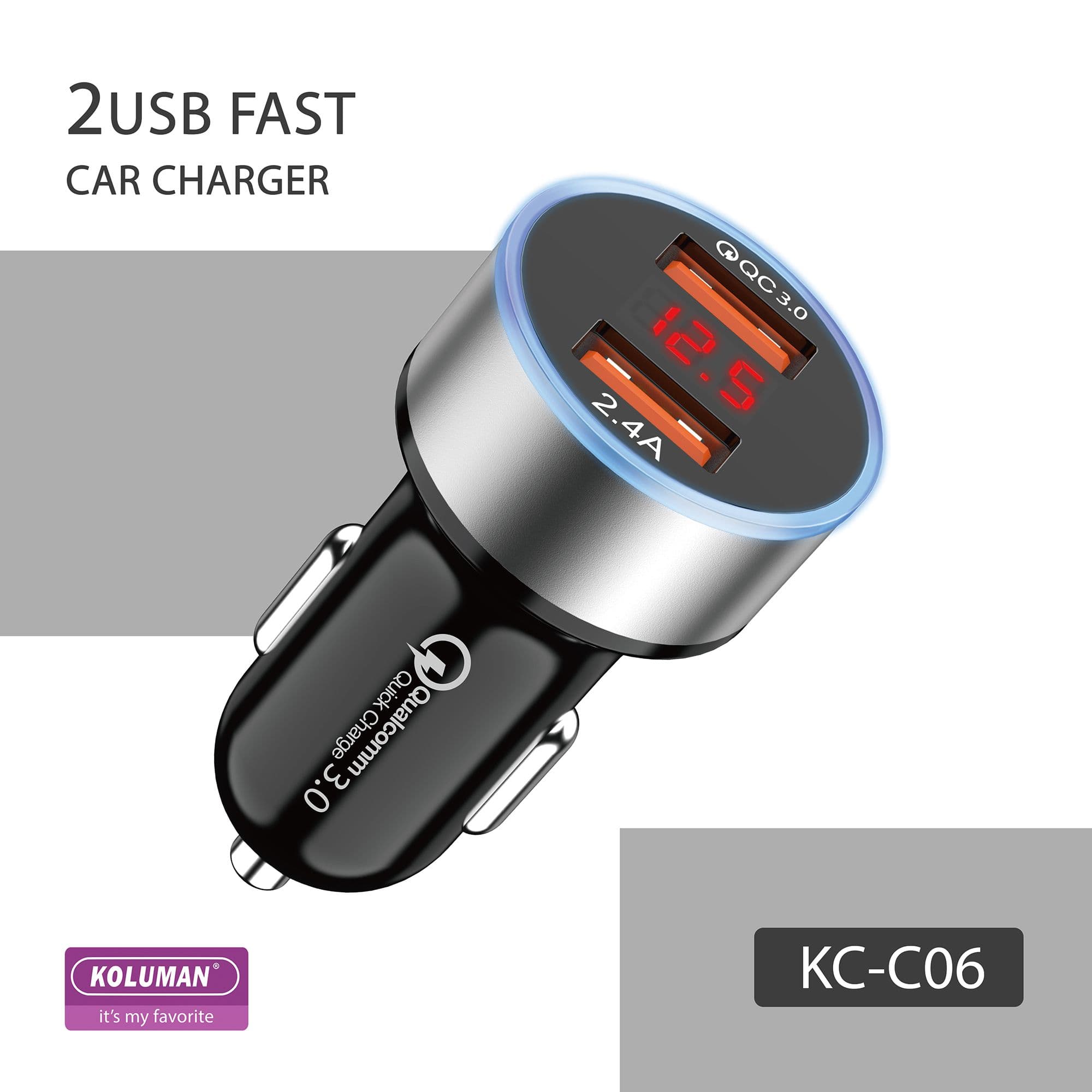 شارژر فندکی کلومن مدل KC-C06 به همراه کابل MICRO USB مشکی گارانتی 12 ماهه تکنوپاز — تصویر ۲