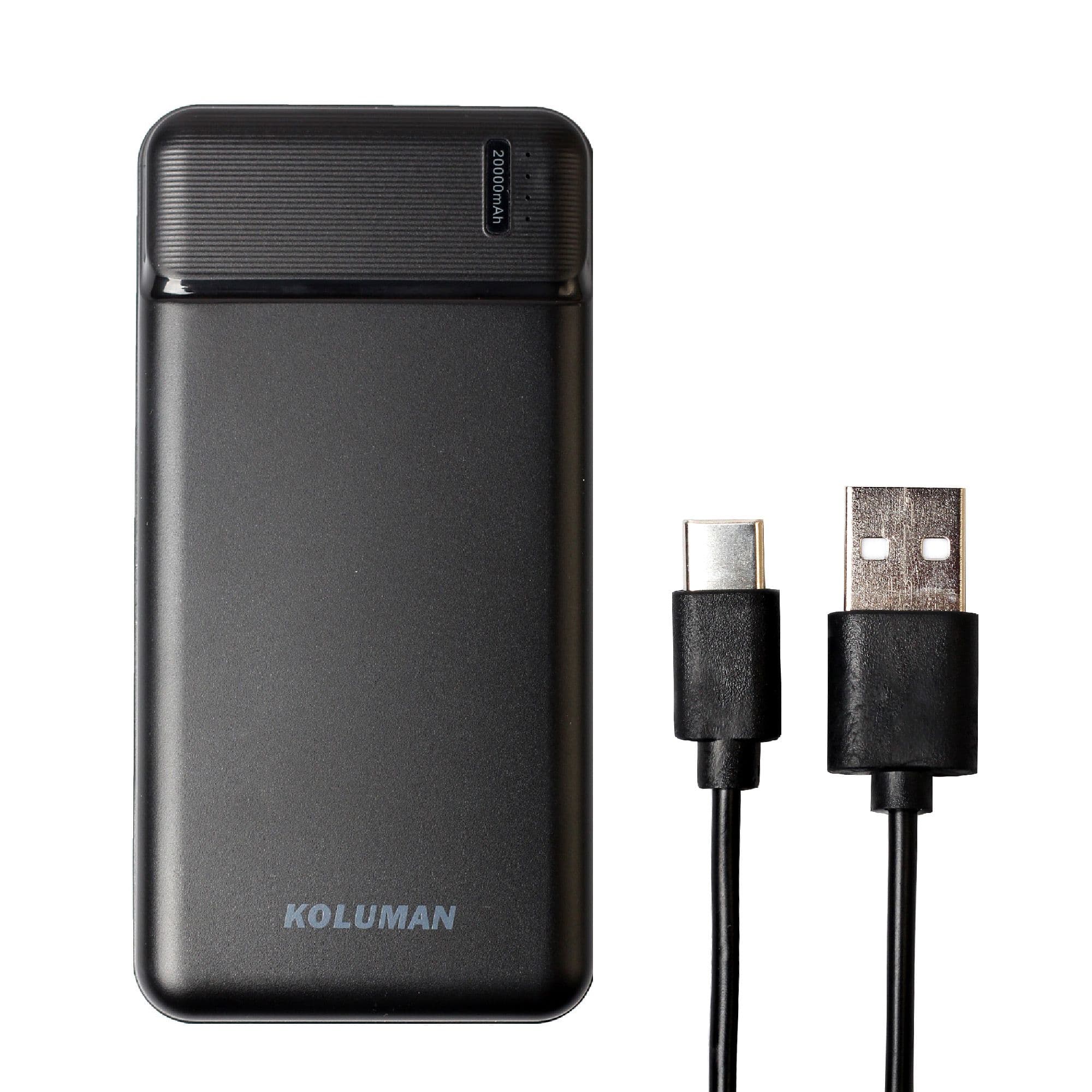 پاوربانک کلومن مدل KP-017 ظرفیت 20000 میلی آمپر ساعت به همراه کابل MICROUSB / USB-C/ لایتنینگ مشکی گارانتی 12 ماهه تکنوپاز