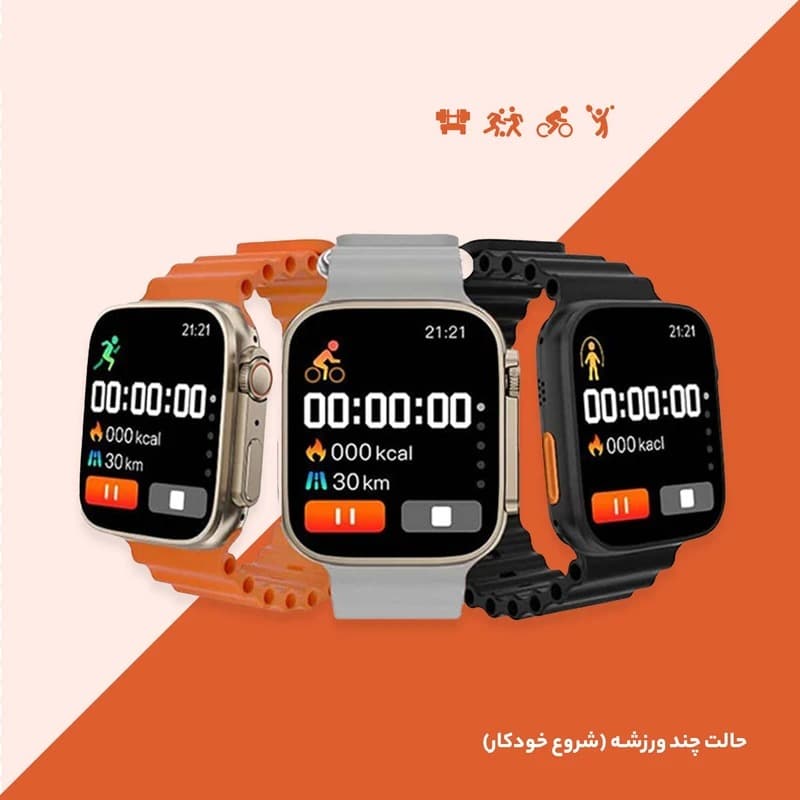 ساعت هوشمند 49 میلی متر مدل Racher با بند سیلیکونی — تصویر ۶