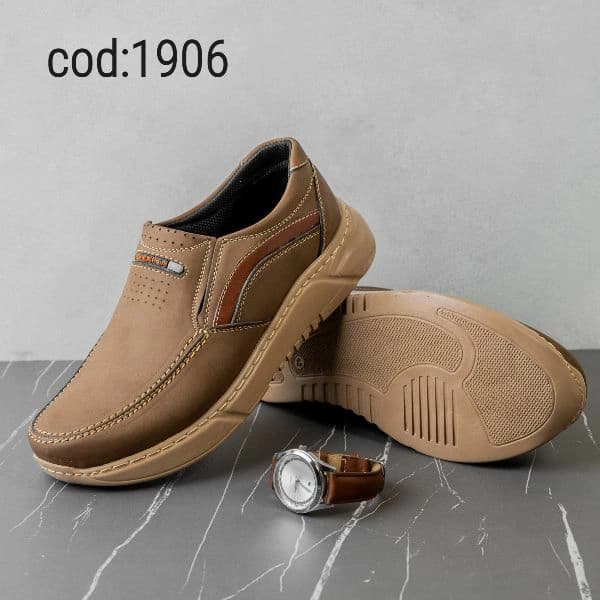 کفش بدون بند قهوه ای زیره کرم(1906(fashion — تصویر ۴