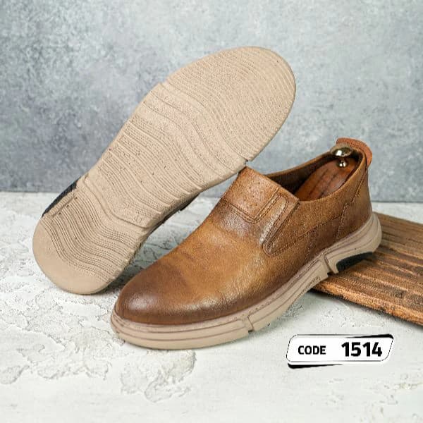 ;کفش راحتی خاکی زیره کرم(کد 1514) — تصویر ۴