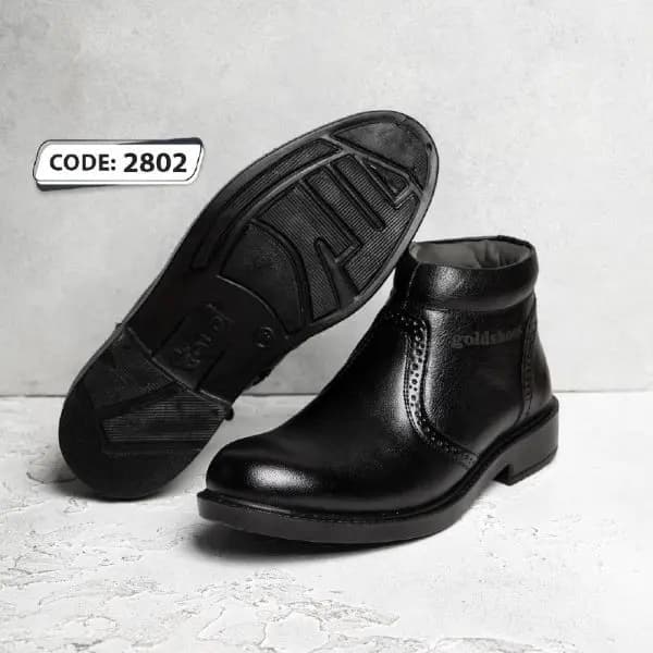نیم بوت مشکی پاشنه دار بغل زیپ goldshoes( کد 2802) — تصویر ۳
